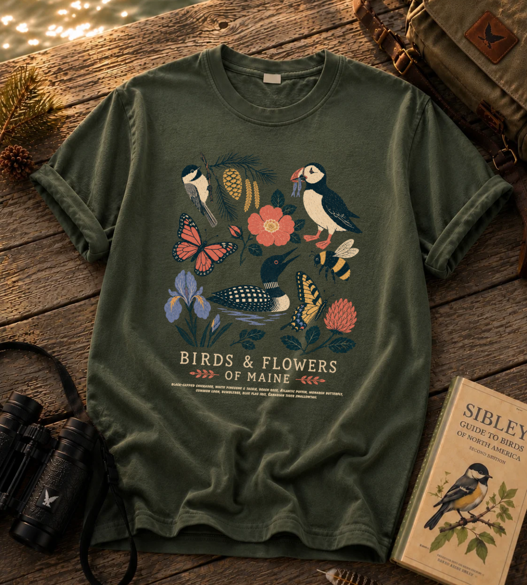 Birds & Flowers of Maine T Shirt
