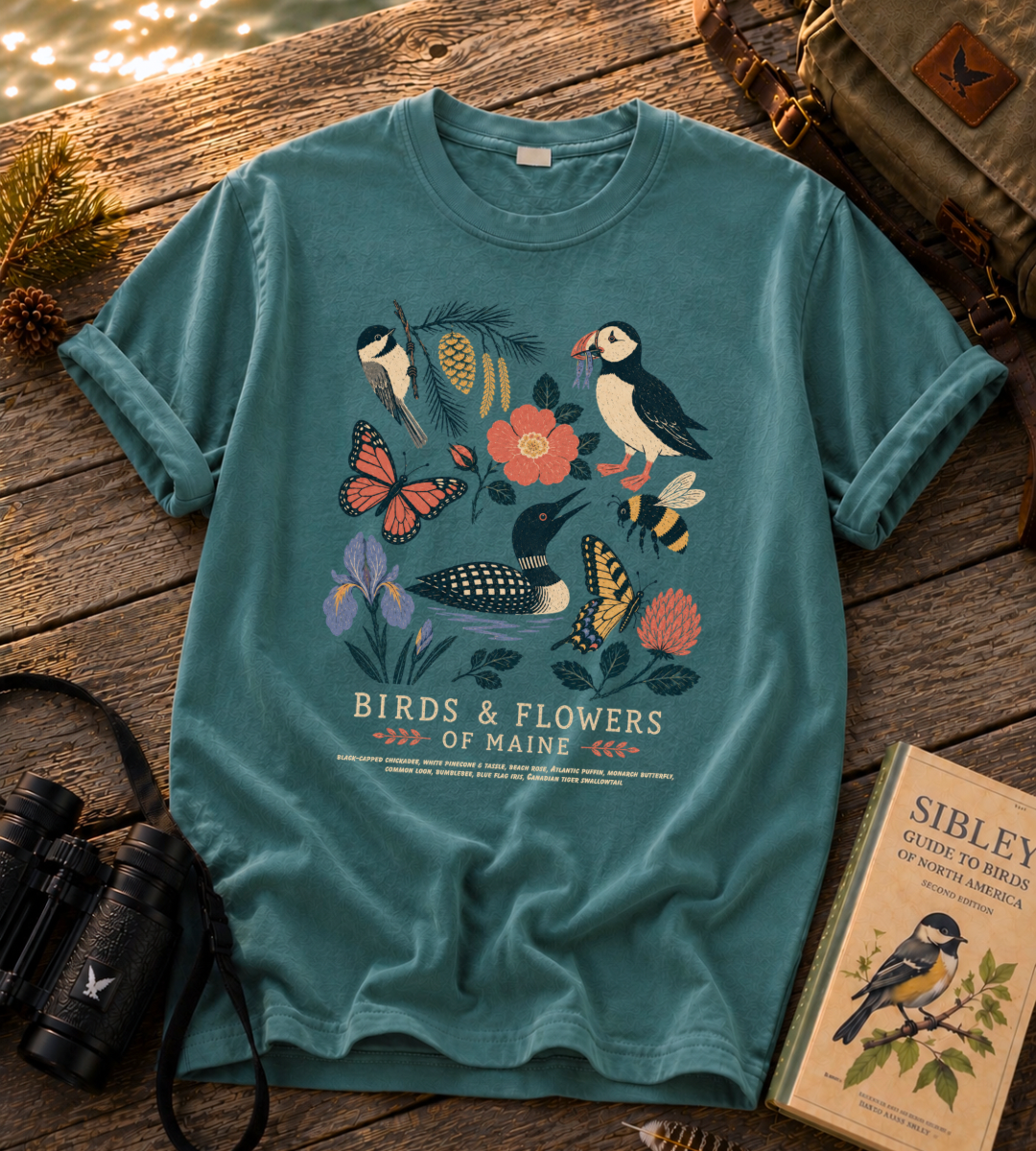 Birds & Flowers of Maine T Shirt