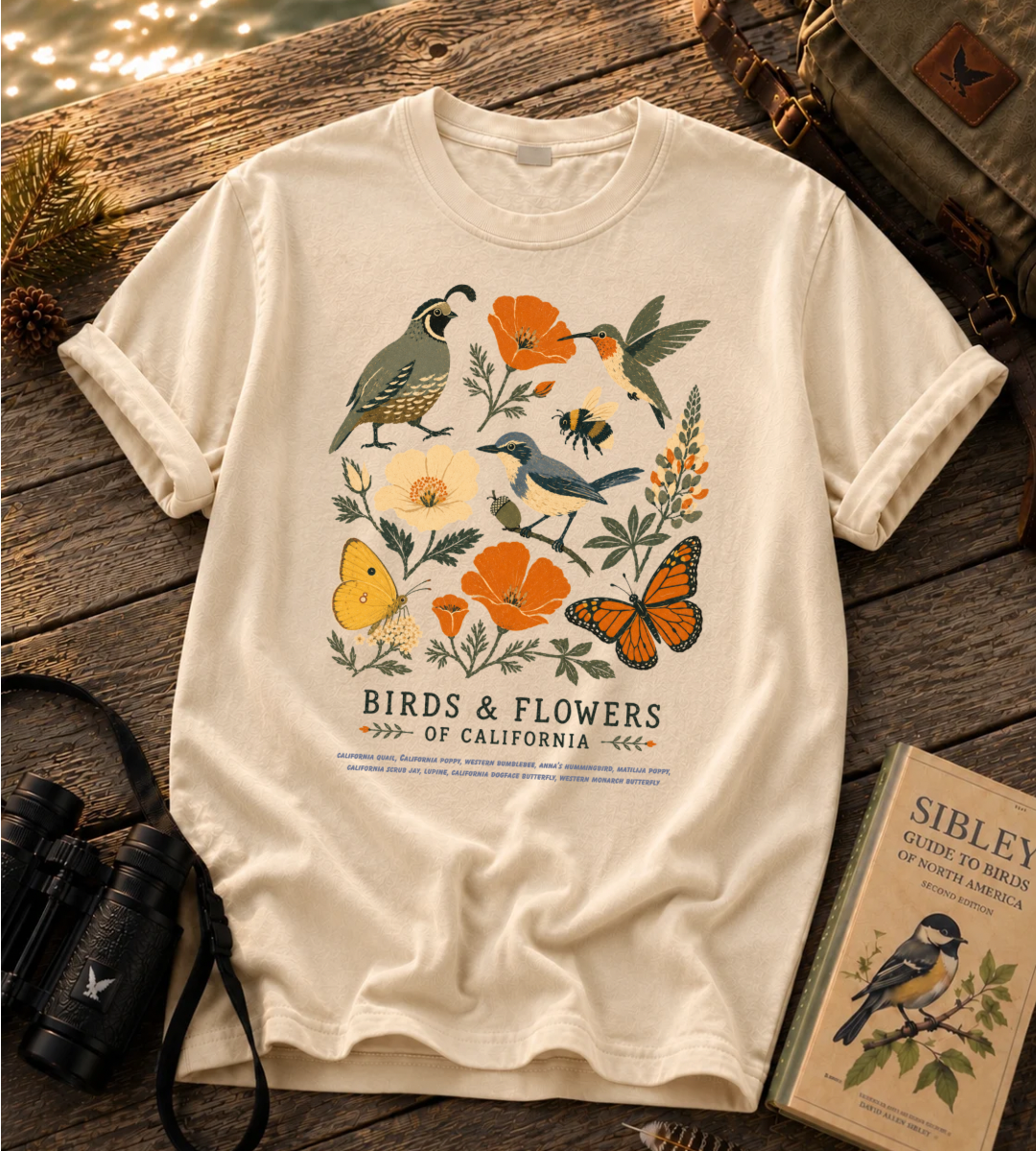 Birds & Flowers of California T Shirt