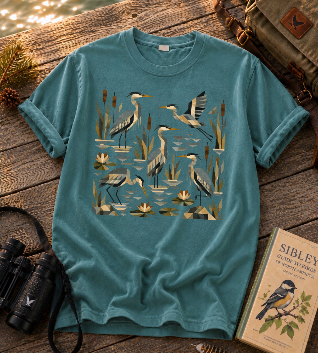 Folk Art Heron T Shirt