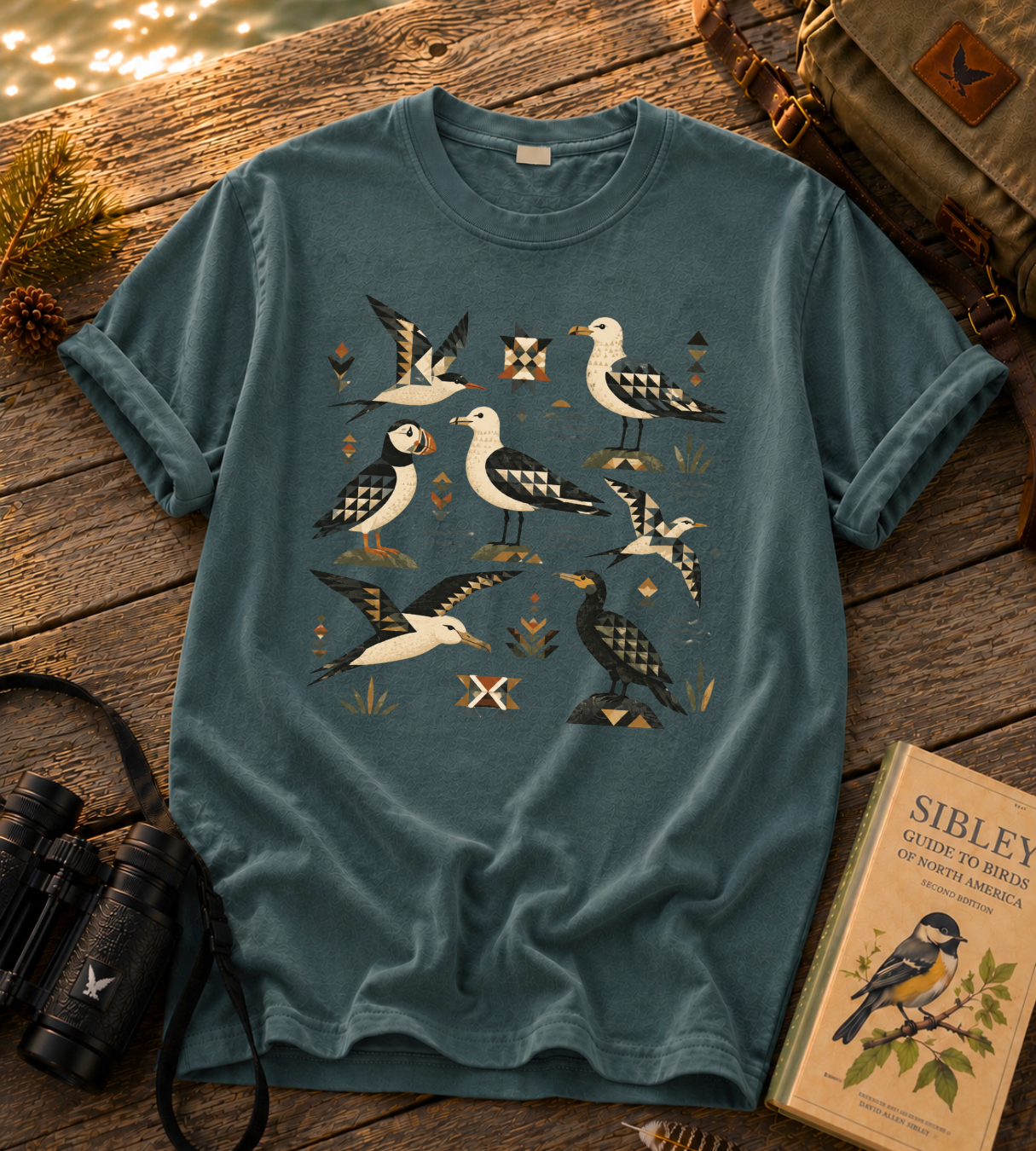Folk Art Seabirds T Shirt