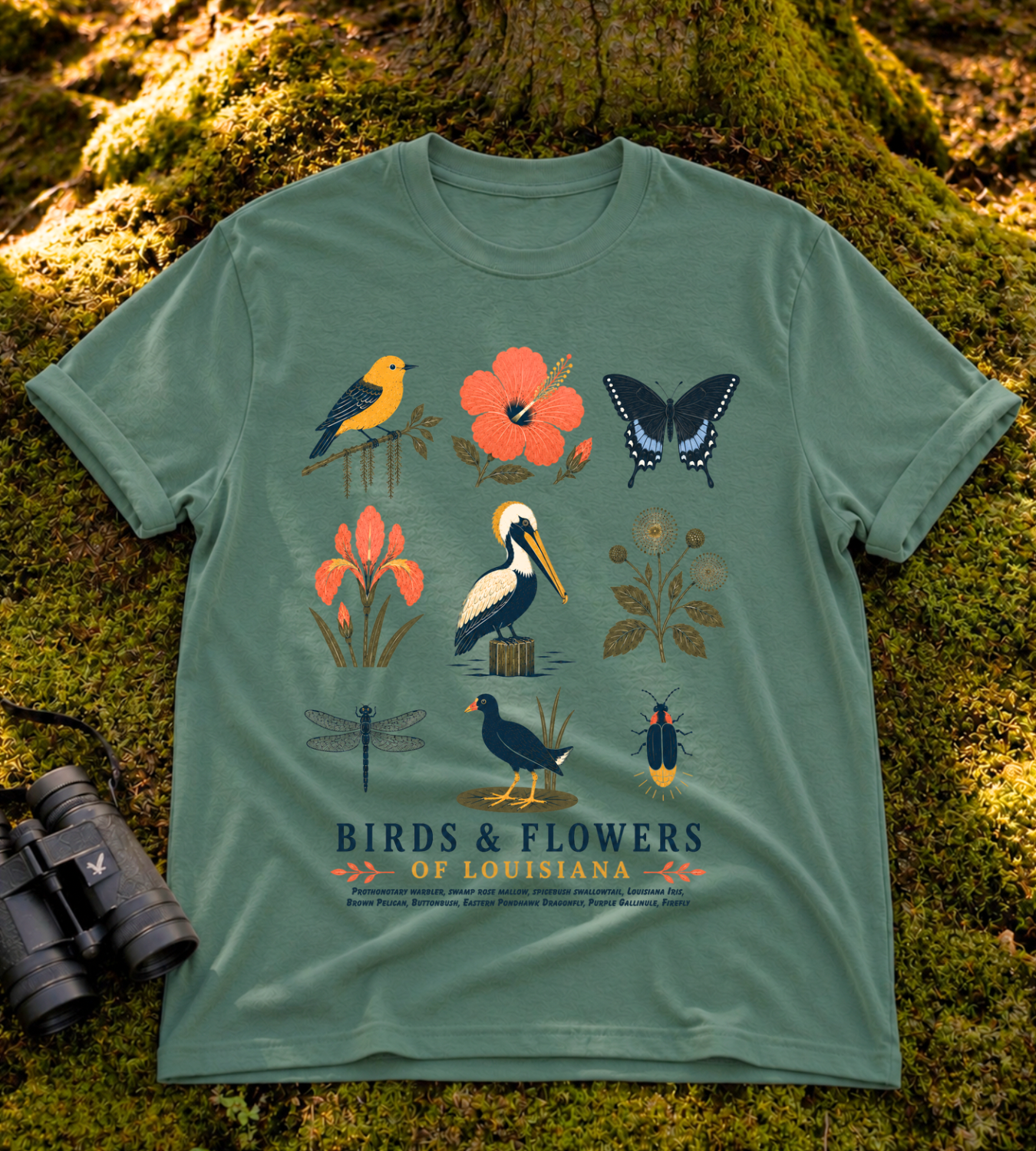 Birds & Flowers of Louisiana T Shirt