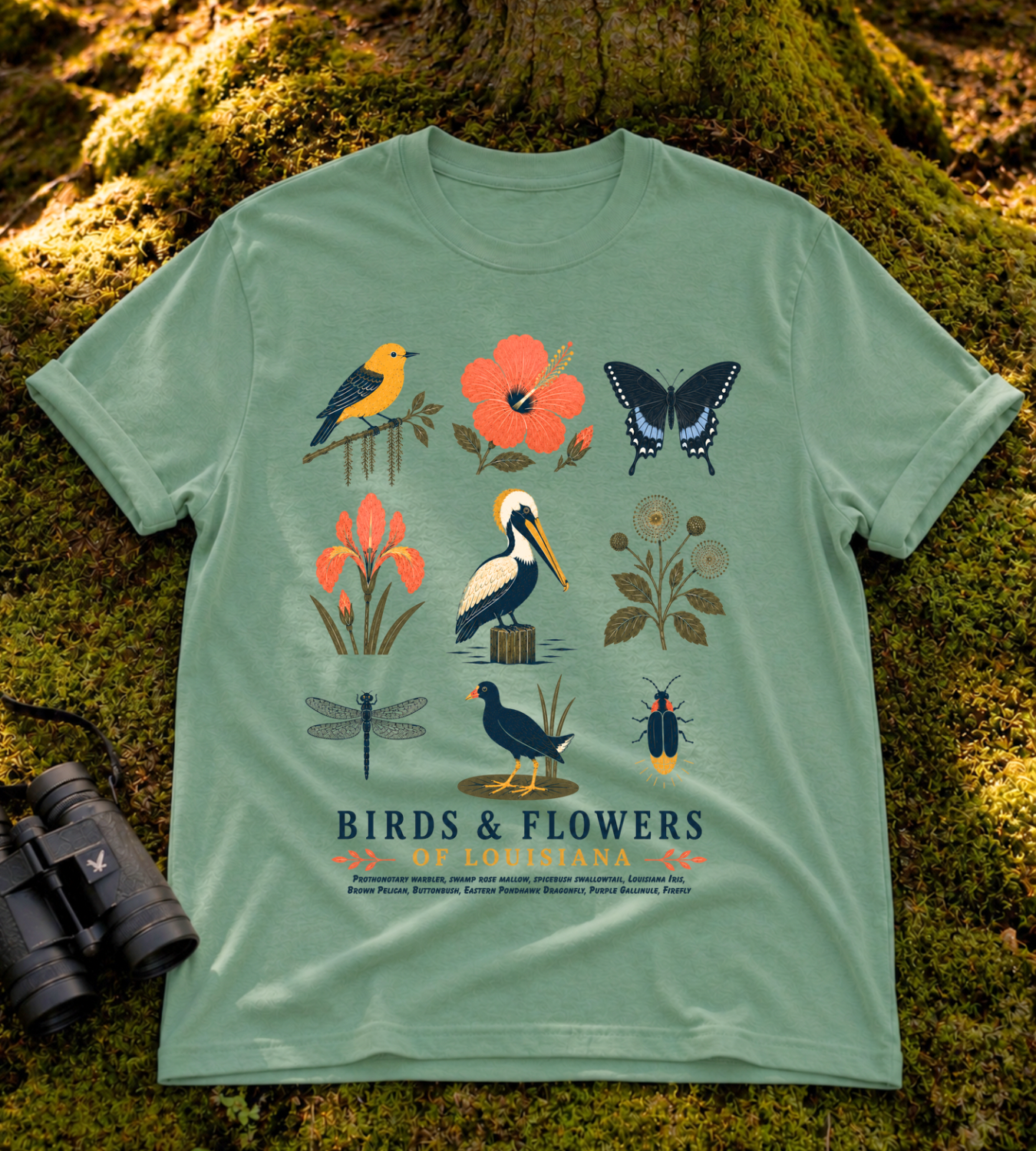 Birds & Flowers of Louisiana T Shirt