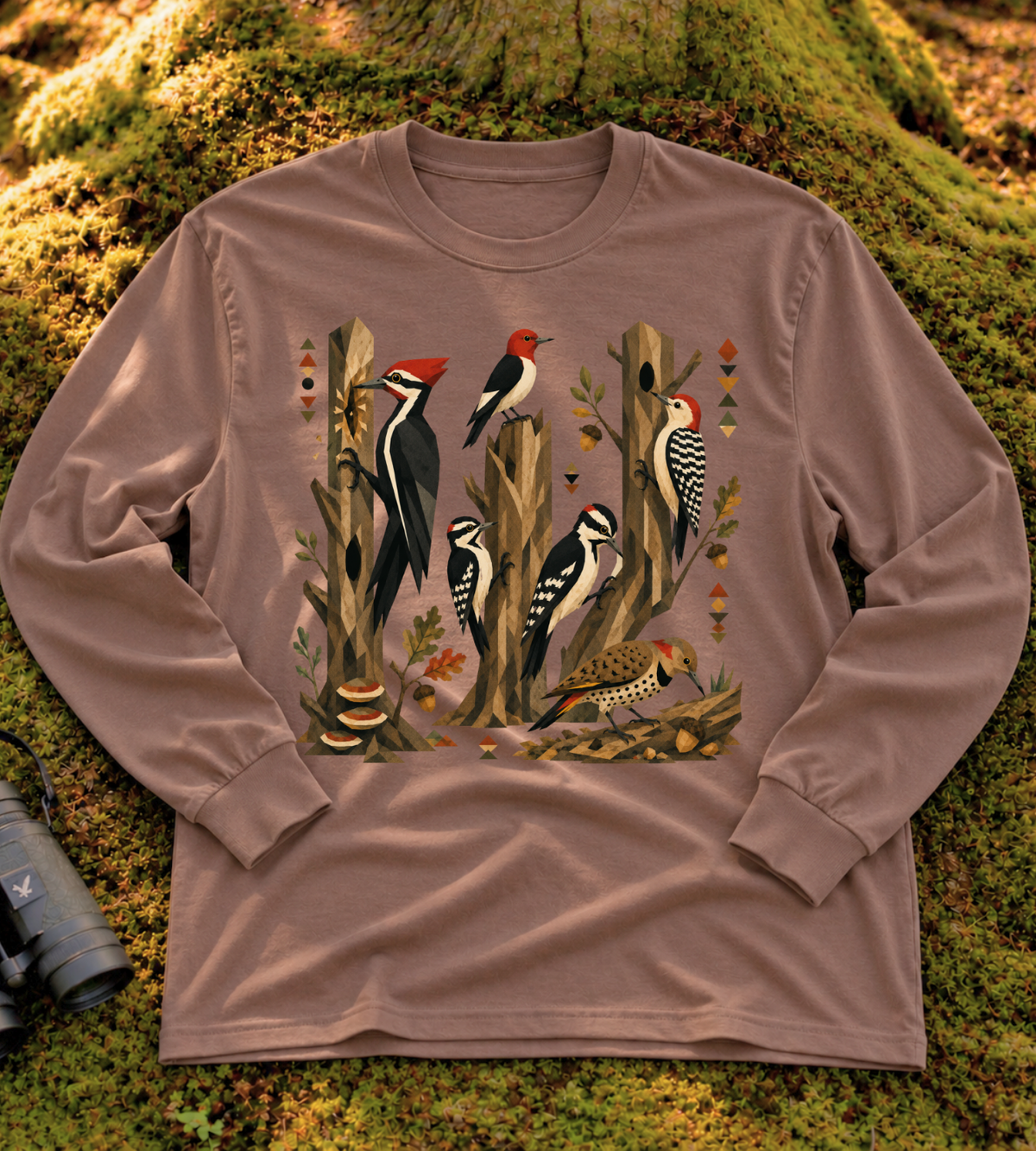 Folk Art Woodpecker Long Sleeve Tee