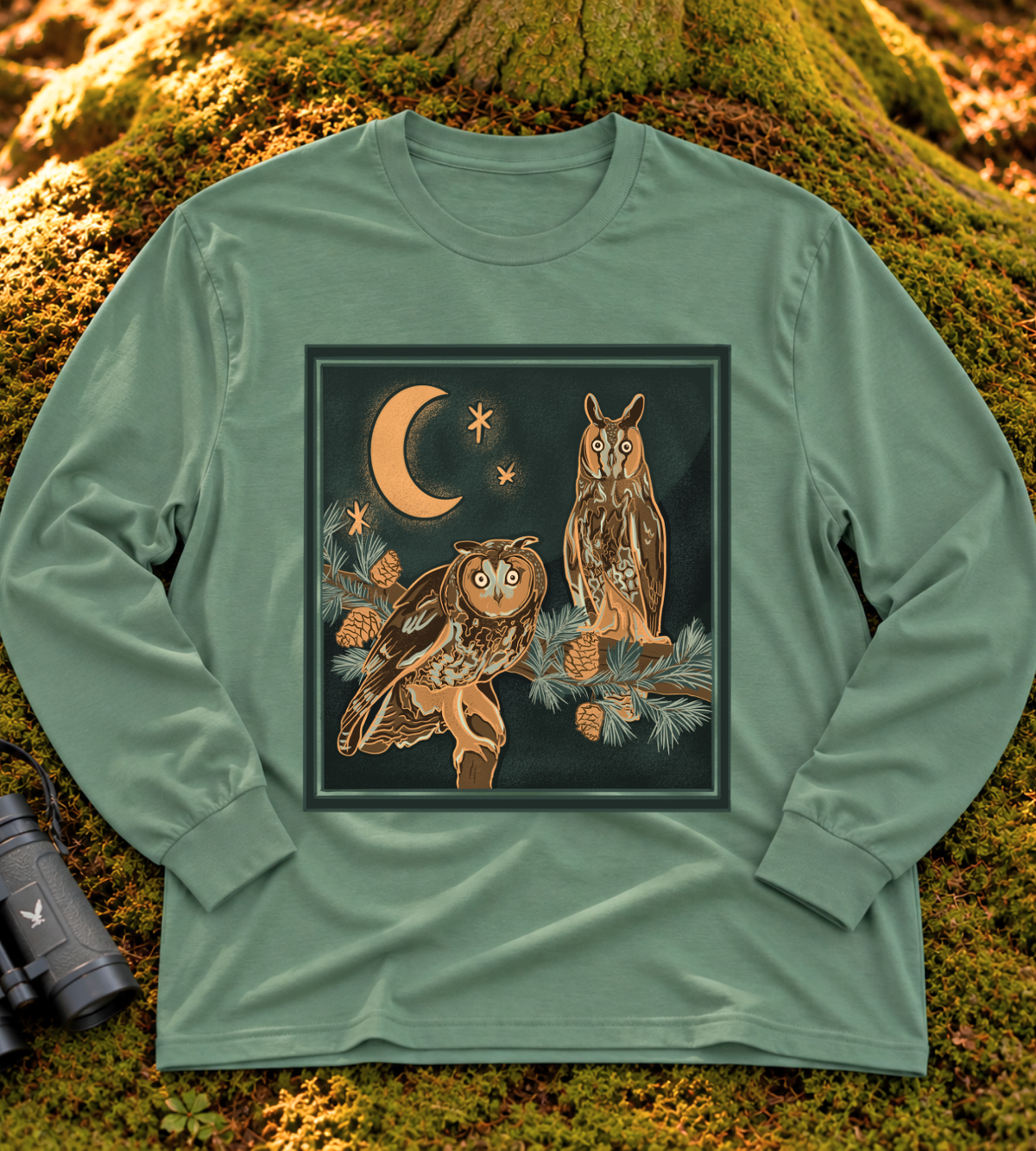 Moonlit Long-eared Owl Long Sleeve Tee