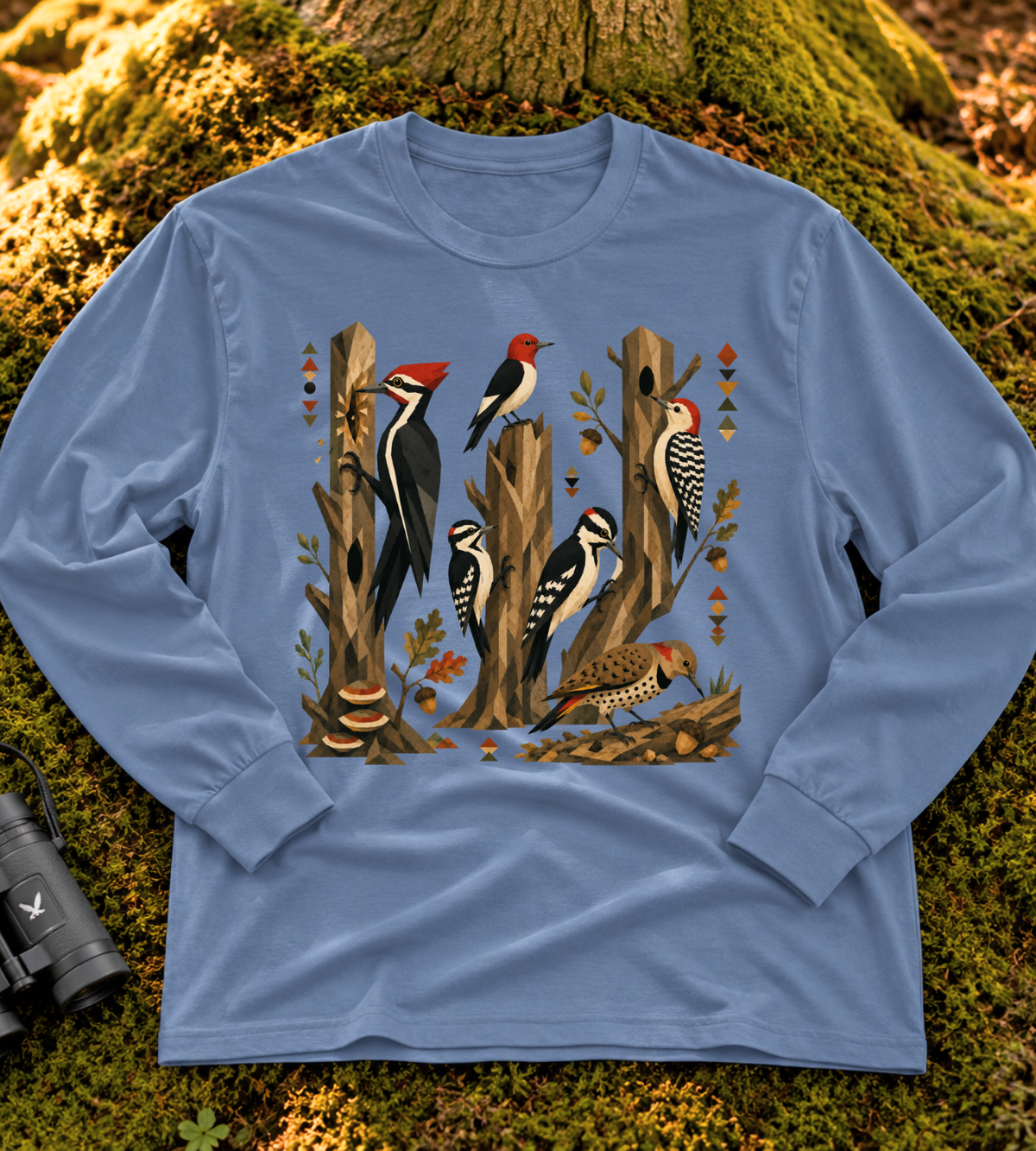 Folk Art Woodpecker Long Sleeve Tee