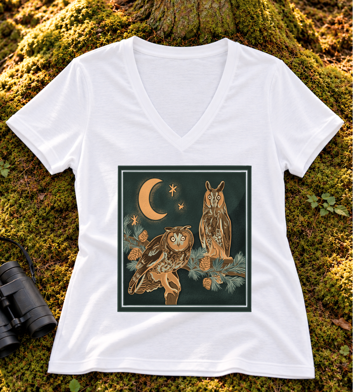 Moonlit Long-eared Owl Women’s V neck