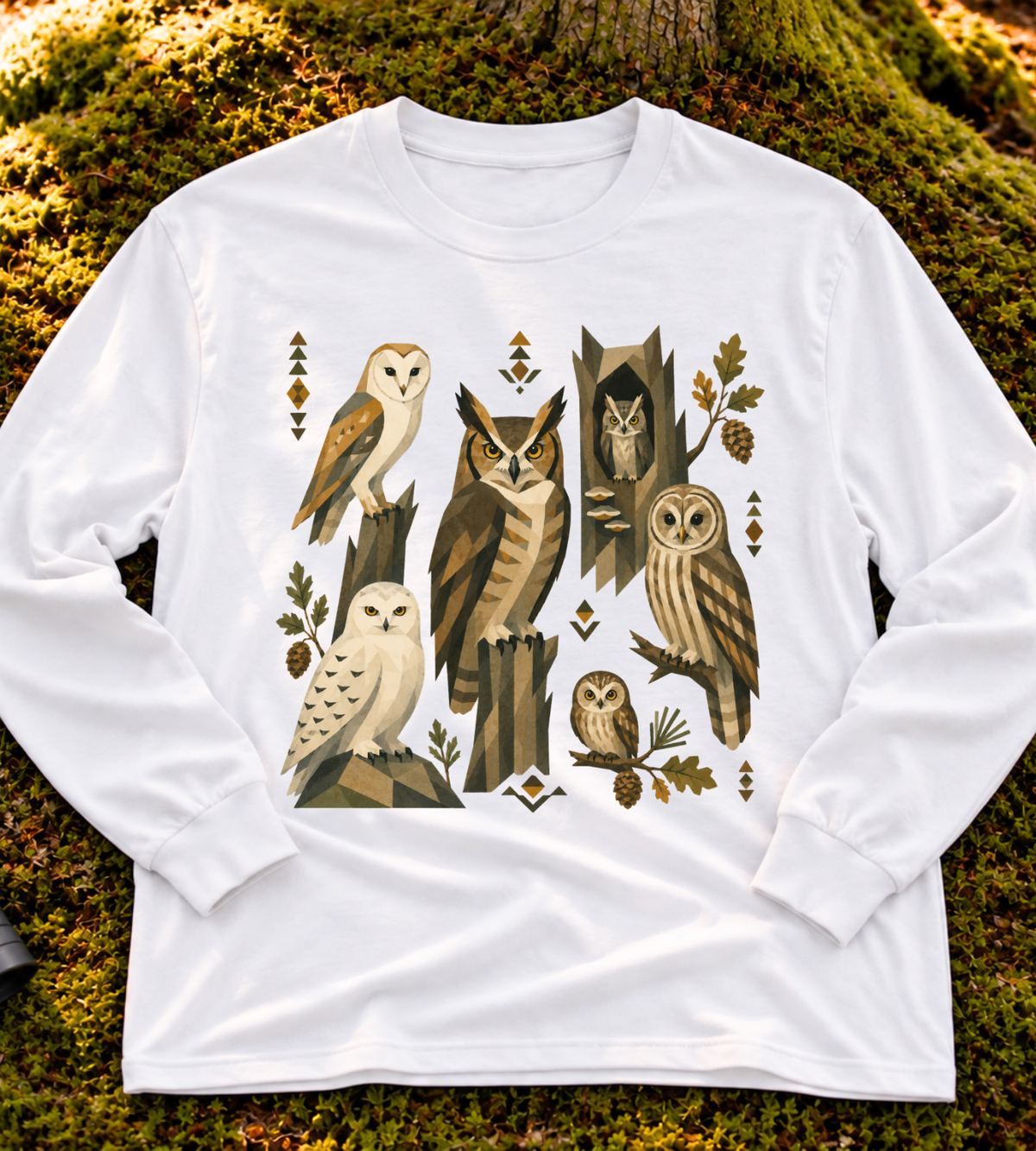 Folk Art Owls Long Sleeve Tee