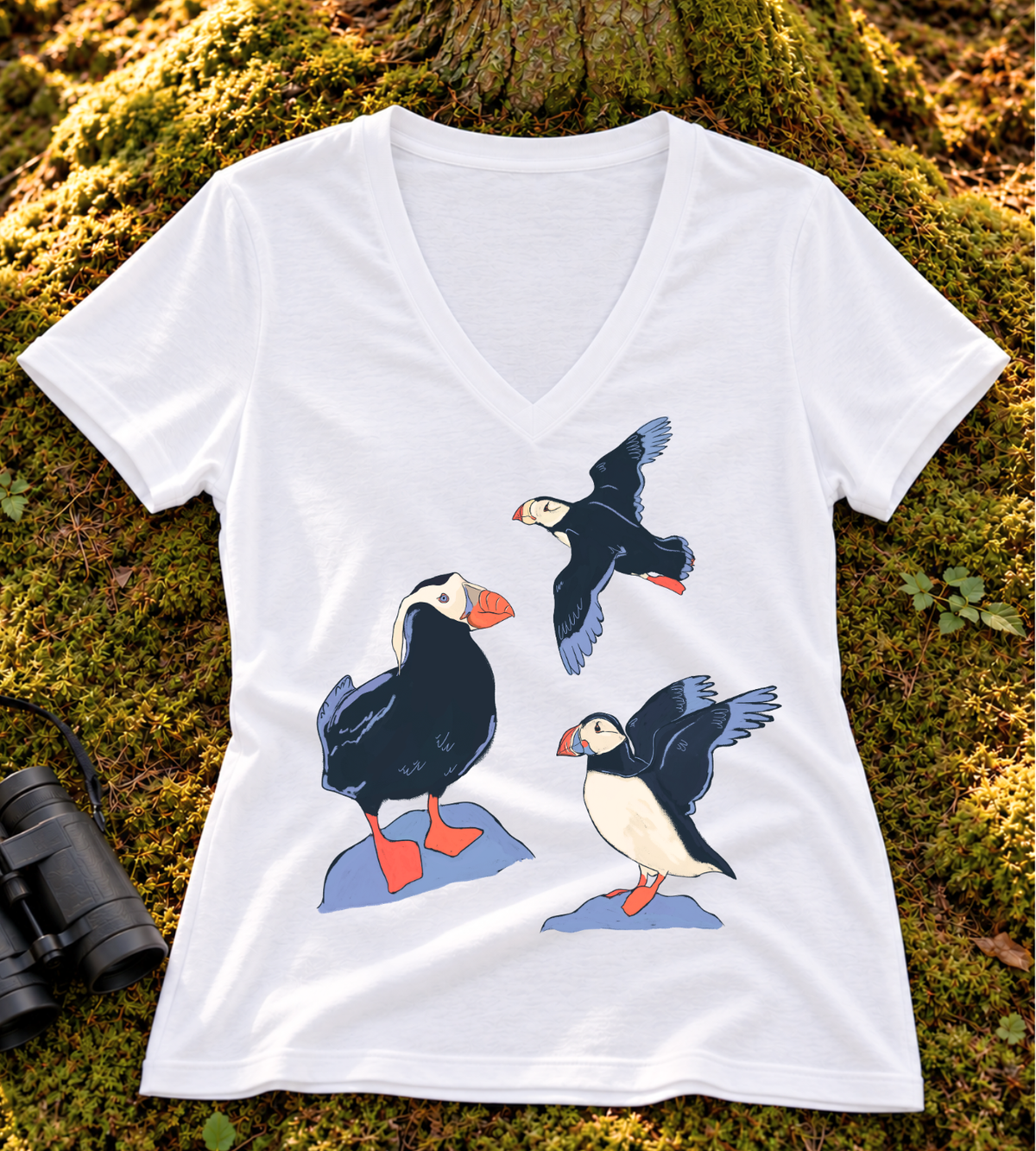Puffin Trio Women’s V Neck