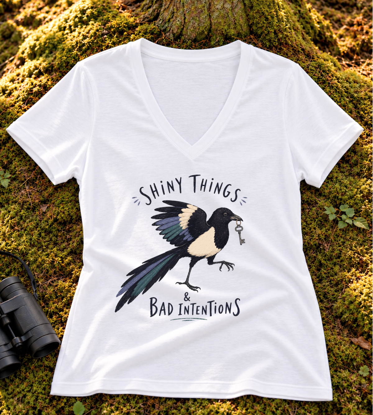 Shiny Things Magpie Women’s V Neck