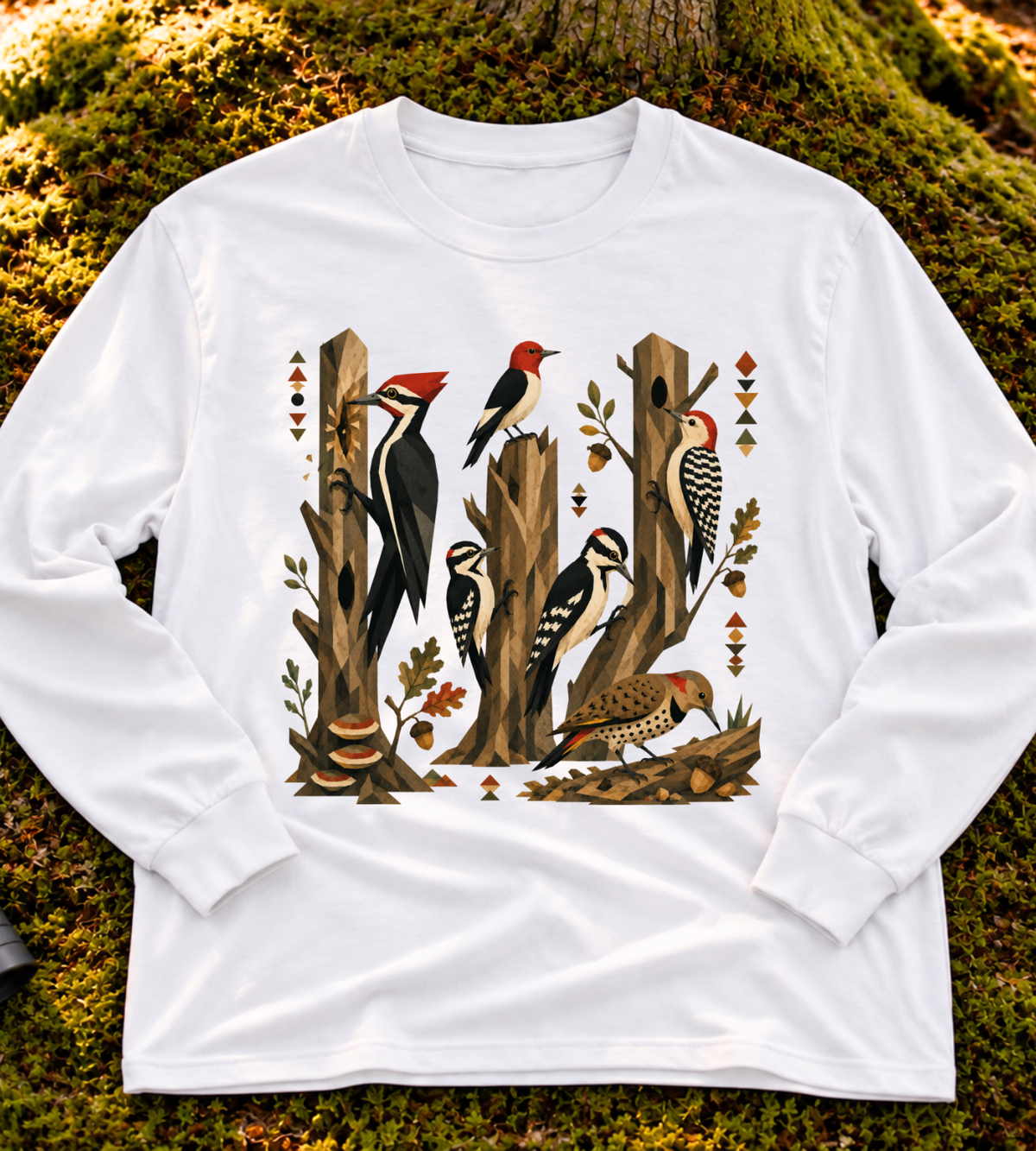 Folk Art Woodpecker Long Sleeve Tee