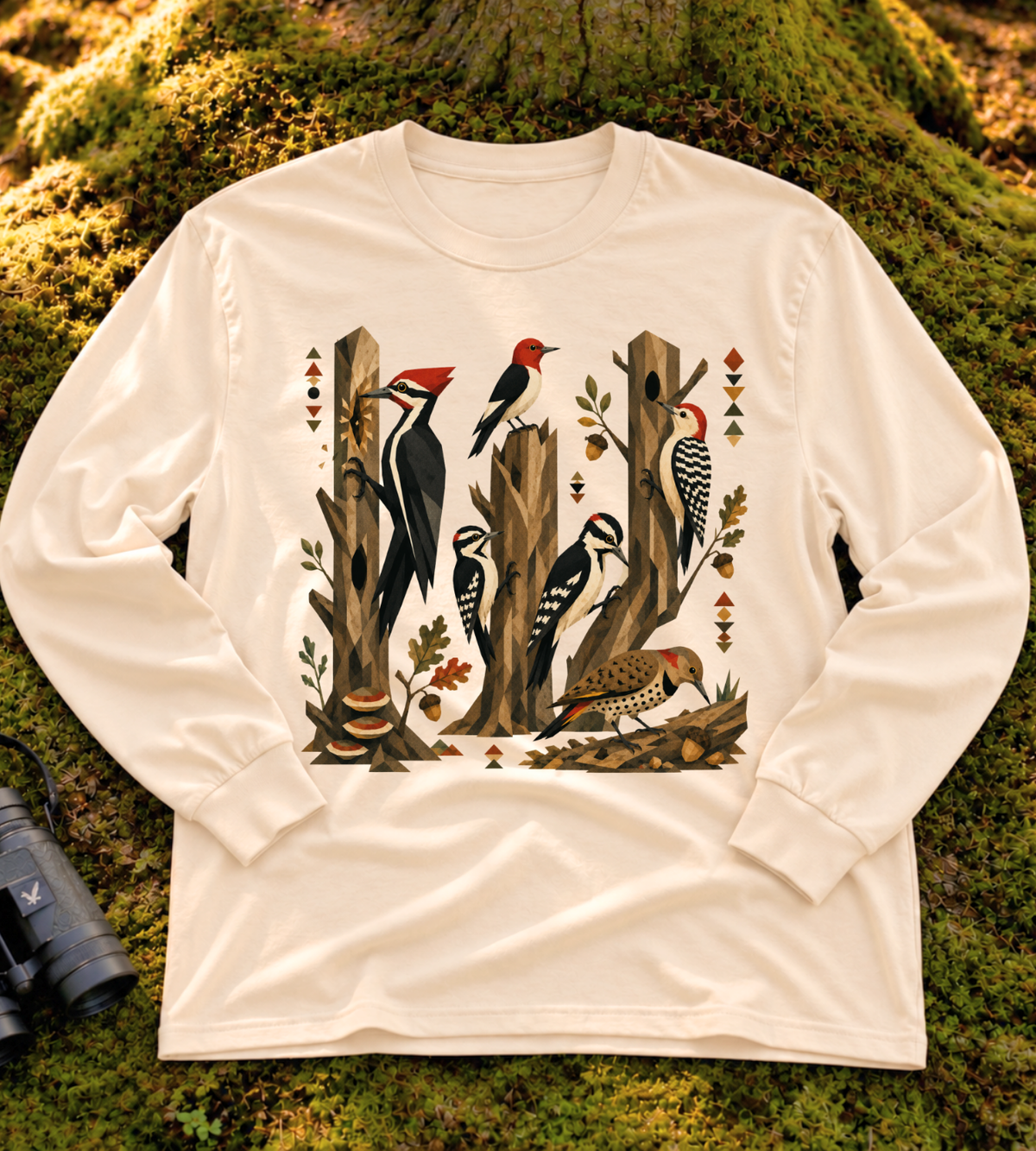 Folk Art Woodpecker Long Sleeve Tee