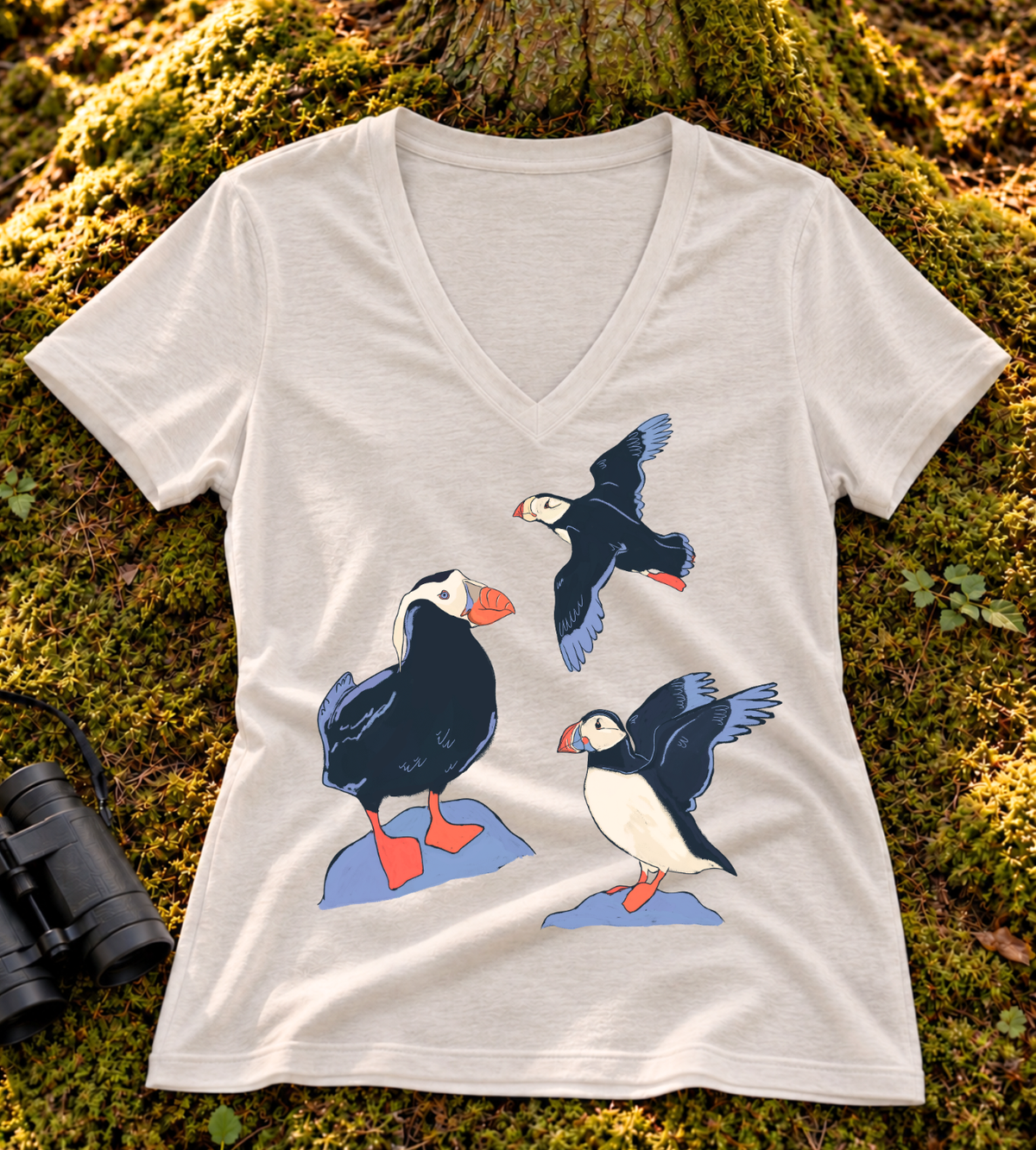 Puffin Trio Women’s V Neck