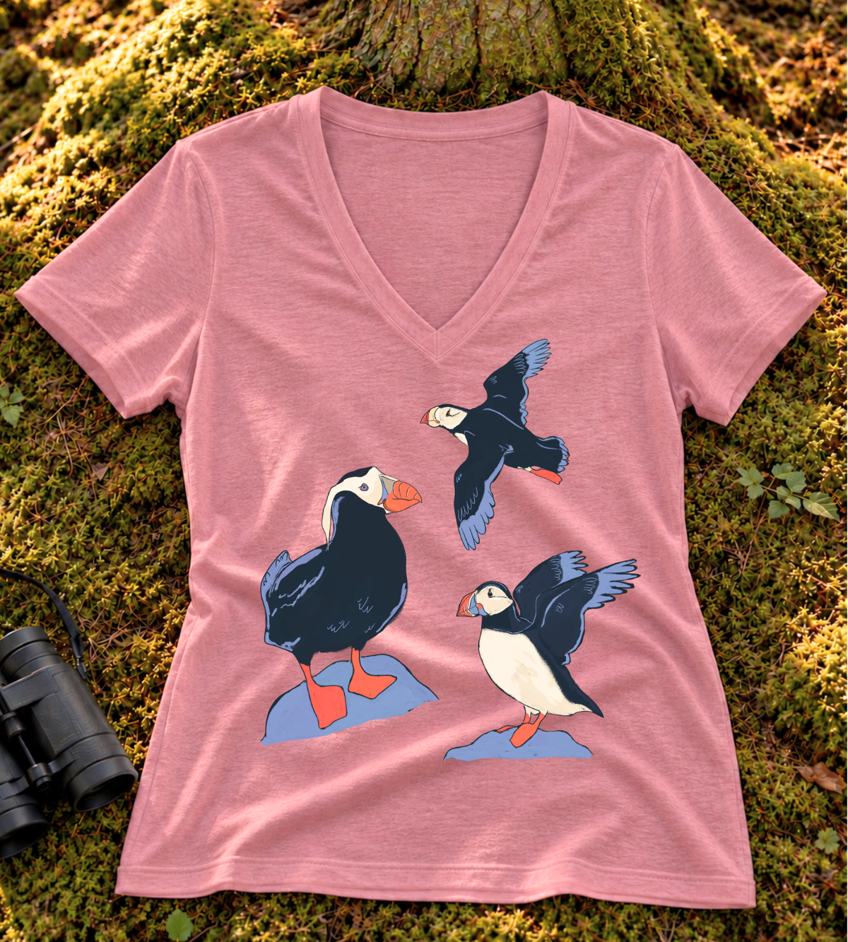 Puffin Trio Women’s V Neck
