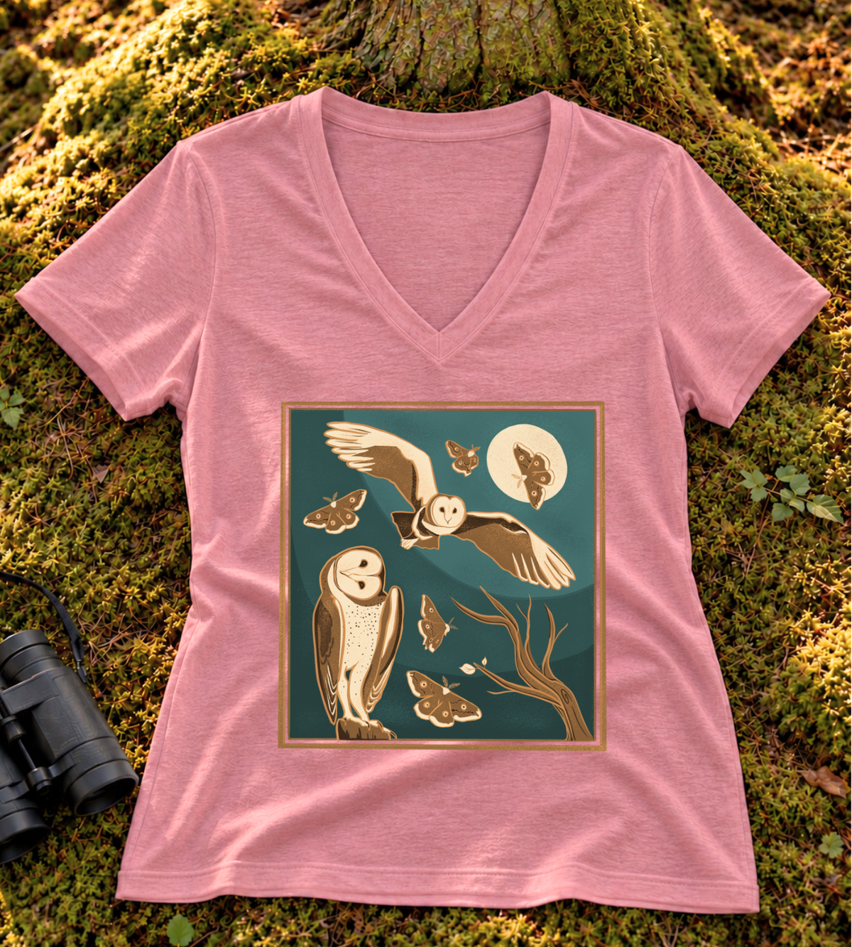 Spooky Barn Owl Women’s V Neck