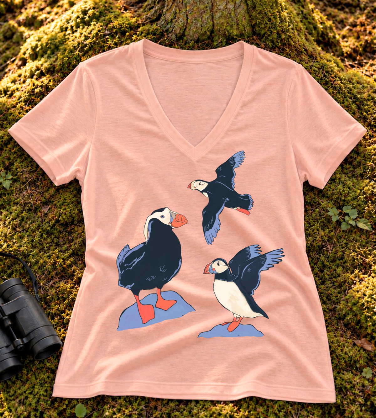 Puffin Trio Women’s V Neck