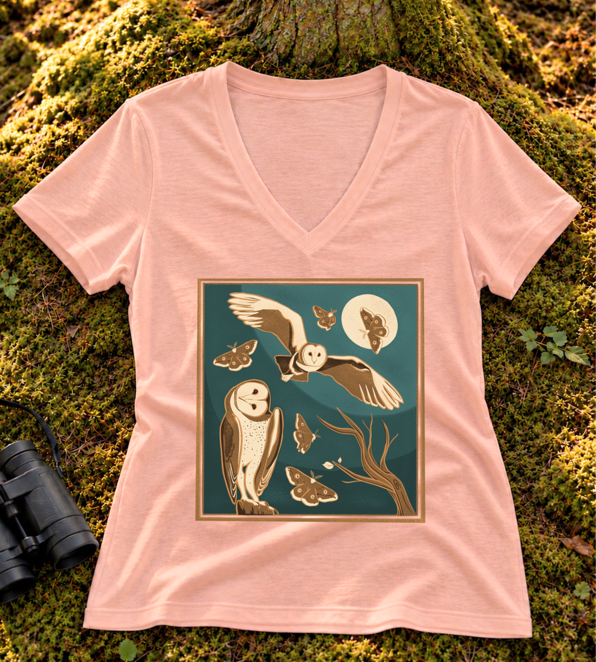 Spooky Barn Owl Women’s V Neck