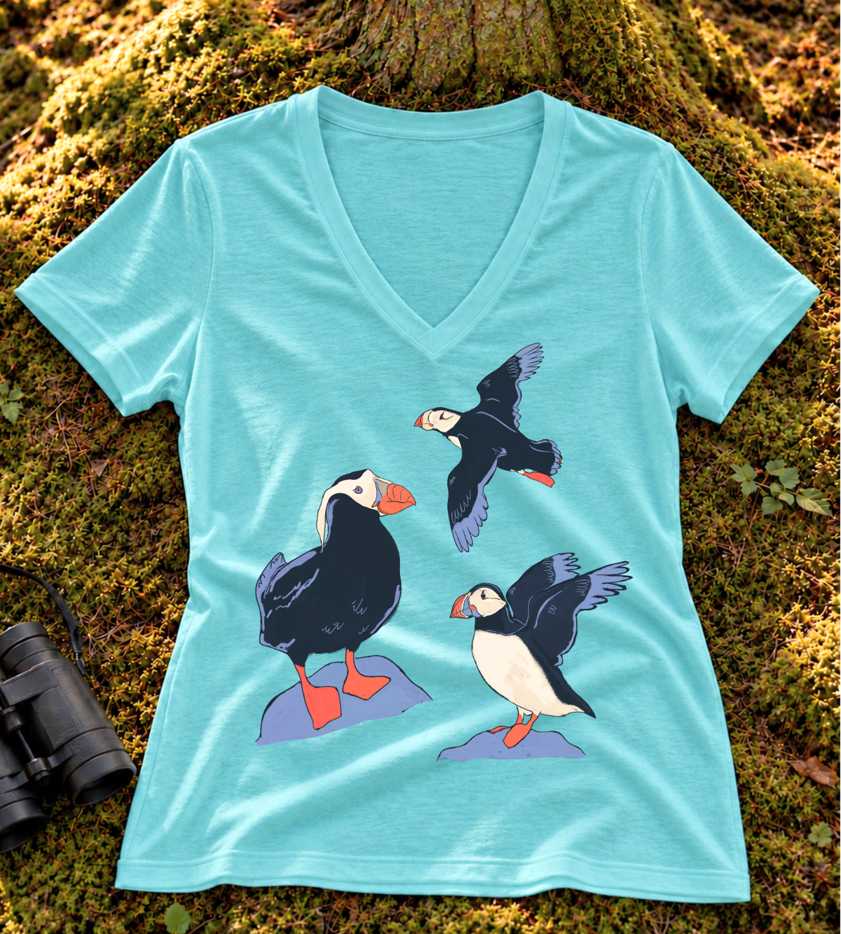 Puffin Trio Women’s V Neck