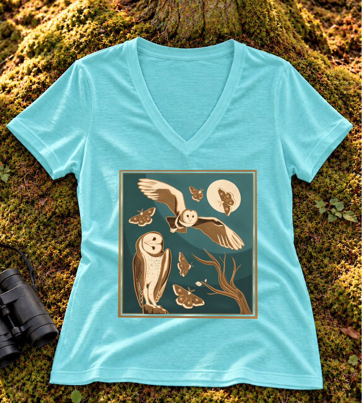 Spooky Barn Owl Women’s V Neck