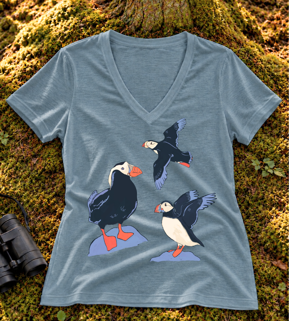 Puffin Trio Women’s V Neck