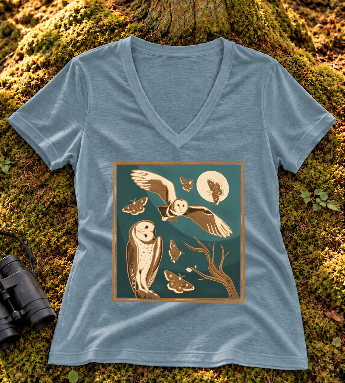 Spooky Barn Owl Women’s V Neck