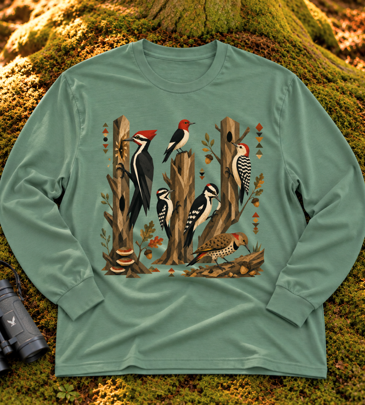 Folk Art Woodpecker Long Sleeve Tee